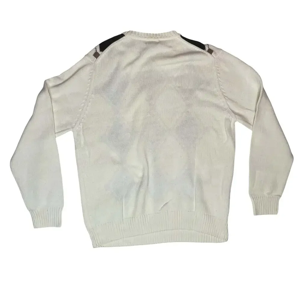 Dockers Argyle Knit Sweater Large Cream Cotton Pullover